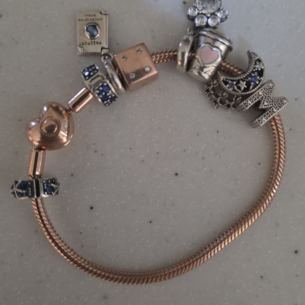 Pandora Gold and Silver Charm Bracelet